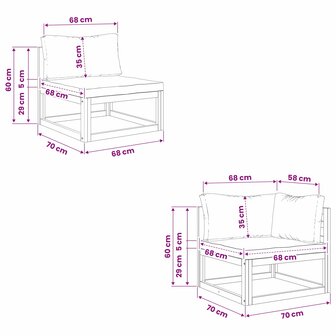 Bankstel 3 st Naturel Massief Acaciahout 7