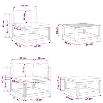 Bankstel 4 st Naturel Massief Acaciahout 8