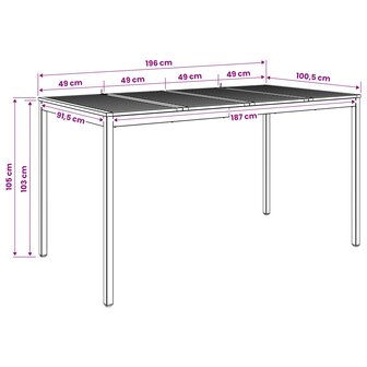 Tuin Bartafel Natuurlijk en Wit 196 x 100,5 x 105 cm 9