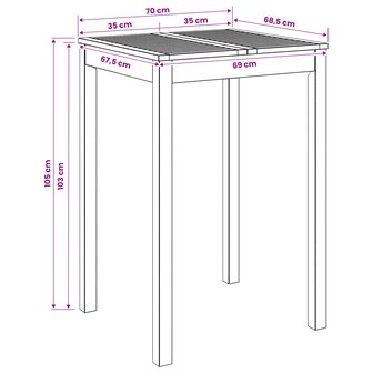Tuin Bartafel Naturel 70 x 68,5 x 105 cm Massief Acaciahout 7