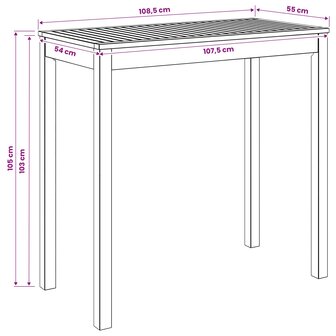 Tuin Bartafel Naturel 108,5 x 55 x 105 cm Massief Acaciahout 8