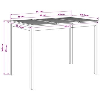 Tuin Bartafel Naturel 147 x 88,5 x 105 cm Massief Acaciahout 8