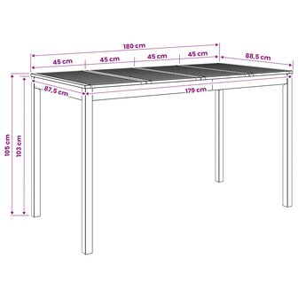 Tuin Bartafel Naturel 180 x 88,5 x 105 cm Massief Acaciahout 8