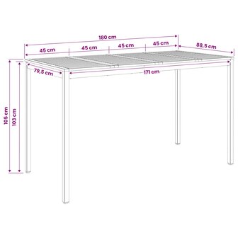 Tuin Bartafel NAARDEN Naturel en Zwart 180 x 88,5 x 105 cm 9