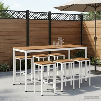 Tuin Bartafel NAARDEN Natuurlijk en Wit 196 x 80,5 x 105 cm 1