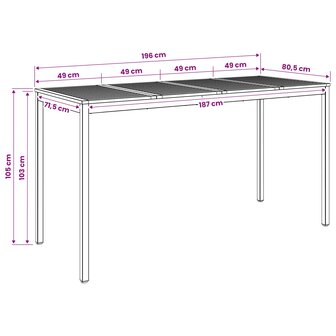 Tuin Bartafel NAARDEN Natuurlijk en Wit 196 x 80,5 x 105 cm 9