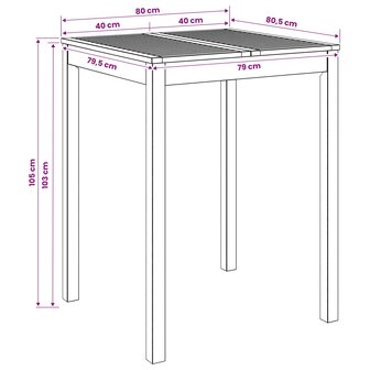 Tuin Bartafel Wit 80 x 80,5 x 105 cm Massief Acaciahout 7