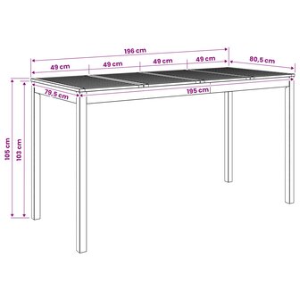 Tuin Bartafel Wit 196 x 80,5 x 105 cm Massief Acaciahout 8