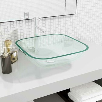 Wasbak 42x42x14 cm glas transparant 1