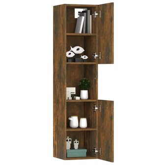 Badkamerkast 30x30x130 cm bewerkt hout gerookt eikenkleurig 5