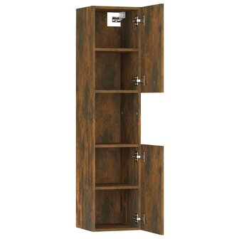 Badkamerkast 30x30x130 cm bewerkt hout gerookt eikenkleurig 6