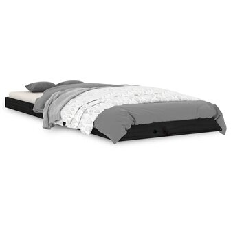 Bedframe massief grenenhout zwart 75x190 cm 2