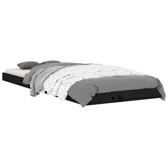 Bedframe massief grenenhout zwart 75x190 cm 3