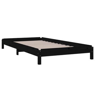Bed stapelbaar 75x190 cm massief grenenhout zwart 5