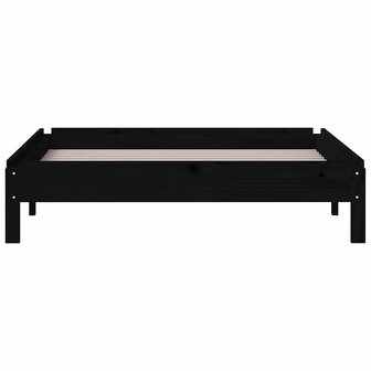 Bed stapelbaar 75x190 cm massief grenenhout zwart 6