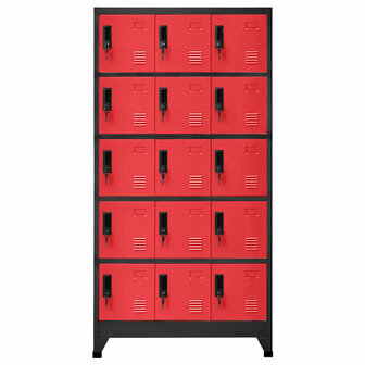 Lockerkast 90x40x180 cm staal antracietkleurig en rood 2