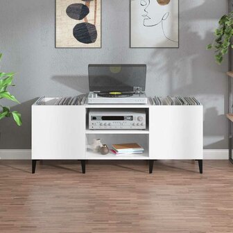 Platenkast 121x38x48 cm bewerkt hout wit 3