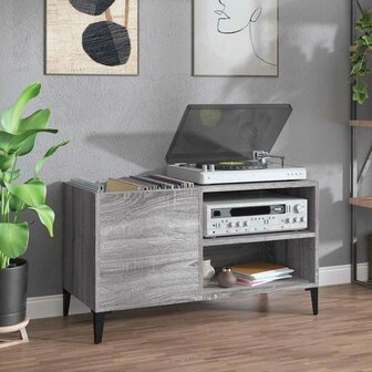 Platenkast 84,5x38x48 cm bewerkt hout grijs sonoma eikenkleurig 1