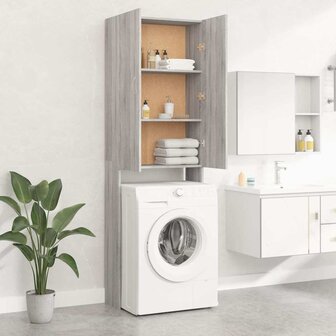 Wasmachinekast 64x25,5x190 cm grijs sonoma eikenkleurig 3