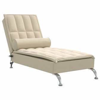 Massage chaise longue met bolster stof cr&egrave;mekleurig 2