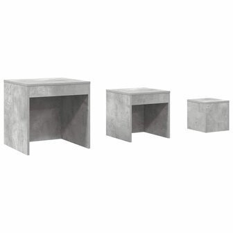 3-delige Tafeltjesset bewerkt hout betongrijs 2