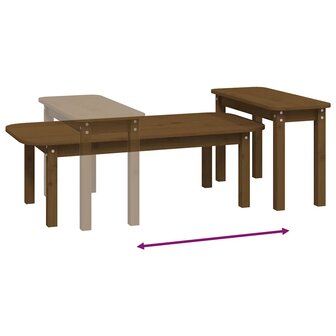 2-delige Salontafelset massief grenenhout honingbruin 8