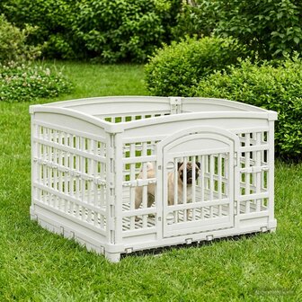 4 Paneel Hond Hondenren 177,5 x 154,5 x 112 cm Kunststof Wit 3