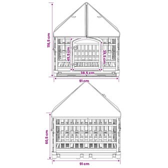 4 Panelen Hondenren met Dak 177,5 x 154,5 x 112 cm Wit 9
