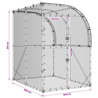 Kippenhok zilver 200 x 200 x 215 cm Gegalvaniseerd staal 9