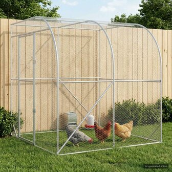 Kippenhok zilver 200 x 200 x 215 cm Gegalvaniseerd staal 1