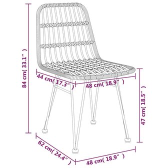 Tuinstoelen 2 st 48x62 84 cm PE rattan zwart 8