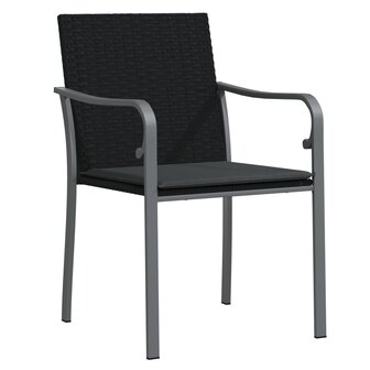 Tuinstoelen 2 st met kussens 56x59x84 cm poly rattan zwart 3