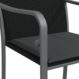 Tuinstoelen 2 st met kussens 56x59x84 cm poly rattan zwart 7