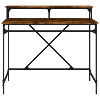 Bureau 100x50x90 cm bewerkt hout en ijzer gerookt eikenkleurig 5