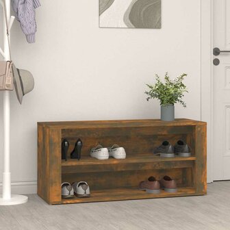 Schoenenrek 100x35x45 cm bewerkt hout gerookt eikenkleurig 1
