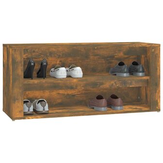 Schoenenrek 100x35x45 cm bewerkt hout gerookt eikenkleurig 4
