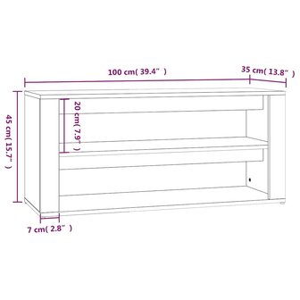 Schoenenrek 100x35x45 cm bewerkt hout gerookt eikenkleurig 8