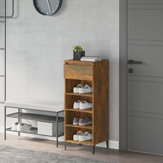 Schoenenrek 40x36x105 cm bewerkt hout gerookt eikenkleurig 1