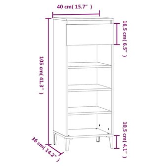 Schoenenrek 40x36x105 cm bewerkt hout gerookt eikenkleurig 9