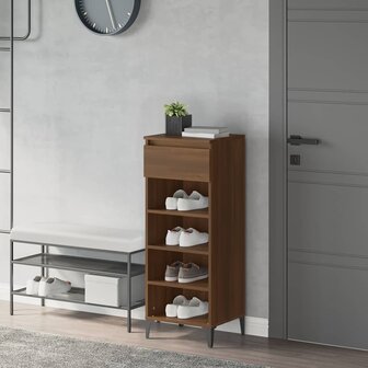 Schoenenrek 40x36x105 cm bewerkt hout bruin eikenkleur 1