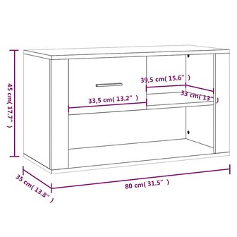 Schoenenkast 80x35x45 cm bewerkt hout gerookt eikenkleurig 9