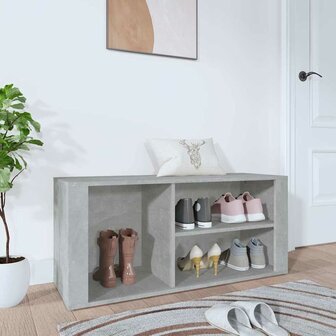 Schoenenkast 100x35x45 cm bewerkt hout betongrijs 1