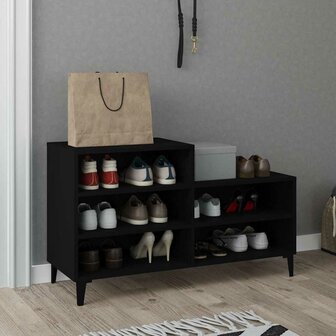 Schoenenkast 102x36x60 cm bewerkt hout zwart 1