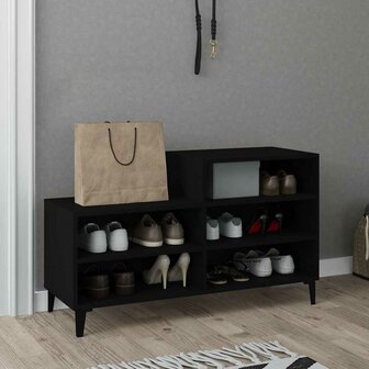 Schoenenkast 102x36x60 cm bewerkt hout zwart 6
