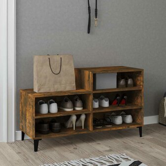 Schoenenkast 102x36x60 cm bewerkt hout gerookt eikenkleurig 6