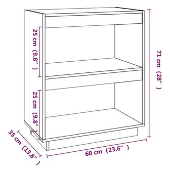 Boekenkast 60x35x71 cm massief grenenhout grijs 8