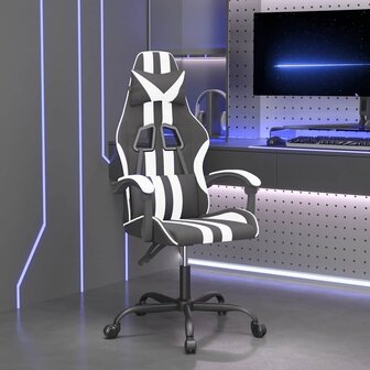 Gamestoel draaibaar kunstleer zwart en wit 1
