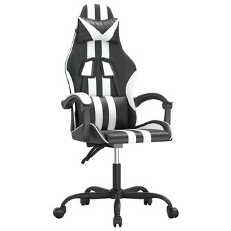 Gamestoel draaibaar kunstleer zwart en wit 2
