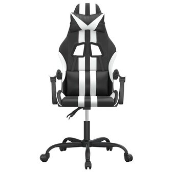 Gamestoel draaibaar kunstleer zwart en wit 3