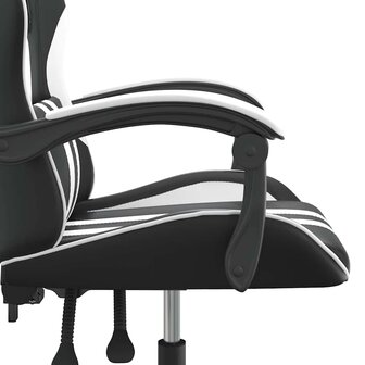 Gamestoel draaibaar kunstleer zwart en wit 7